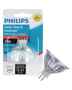 Philips 35W Equivalent Clear GU5.3 Base MR16 Halogen Floodlight Light Bulb