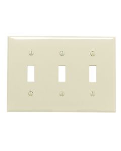 Leviton 3-Gang Thermoplastic Nylon Toggle Switch Wall Plate, Ivory