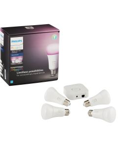 Philips Hue White & Color Ambiance 60W Equivalent Medium A19 Dimmable LED Light Bulb Bluetooth Starter Kit