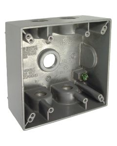 Bell 2-Gang 1/2 In. 5-Outlet Gray Aluminum Weatherproof Outdoor Outlet Box, Carded