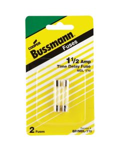 Bussmann 1-1/2A MDL Glass Tube Electronic Fuse (2-Pack)