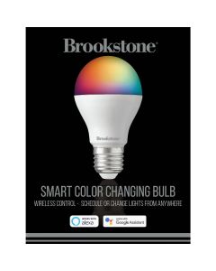 Brookstone 60W Equivalent Color Changing A19 Medium Dimmable LED Smart Light Bulb