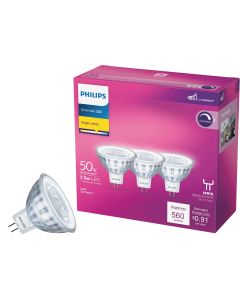 Philips Classic Glass 50W Equivalent Bright White MR16 GU5.3 LED Floodlight Light Bulb (3-Pack)