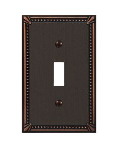 Amerelle Imperial Bead 1-GangCast Metal Toggle Switch Wall Plate, Aged Bronze