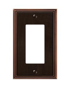 Amerelle Metro Line 1-Gang Cast Metal Rocker Decorator Wall Plate, Aged Bronze