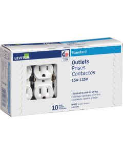 10pk Wht Dplx Receptacle (Box)