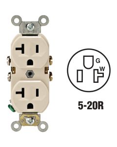 Leviton 20A Light Almond Shallow Commercial Grade 5-20R Duplex Outlet