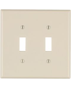 Leviton 2-Gang Smooth Plastic Mid-Way Toggle Switch Wall Plate, Light Almond