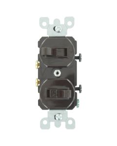 Leviton Single Pole Brown 15A Quiet Duplex Switch