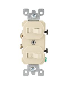 Leviton Single Pole Ivory 15A Quiet Duplex Switch