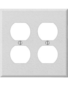 Amerelle PRO 2-Gang Stamped Steel Outlet Wall Plate, White Wrinkle