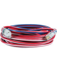 Southwire Wounded Warrior Project 100 Ft. 12/3 Indoor/Outdoor Red, White, & Blue Striped Patriotic Extension Cord