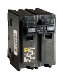 Square D Homeline 15A Double-Pole Standard Trip Circuit Breaker