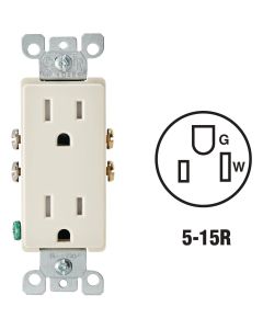 Leviton Decora 15A Light Almond Tamper Resistant 5-15R Duplex Outlet