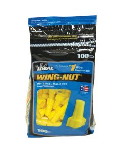 Ideal Wing-Nut Small Yellow Copper to Copper Wire Connector (100-Pack)