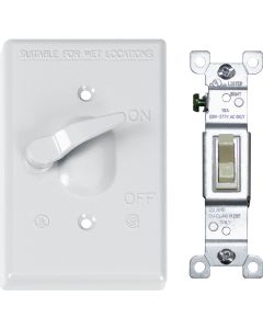 Southwire Single Toggle Vertical Mount White Weatherproof Cover with Single Pole 15A Switch