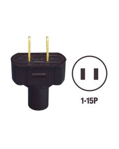 Leviton 15A 125V 2-Wire 2-Pole Vinyl Cord Plug, Black