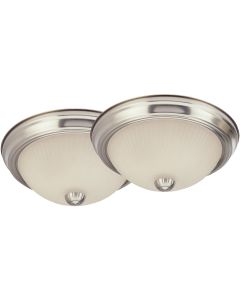 Home Impressions 11 In. Brushed Nickel Incandescent Flush Mount Ceiling Light Fixture (2-Pack)