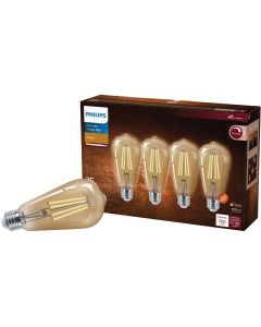 Philips Vintage 75W Equivalent Amber ST19 Medium LED Decorative Light Bulb (4-Pack)