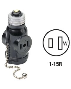 Leviton Black 125V Pull Chain Socket Adapter