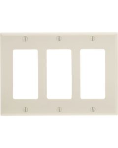 Leviton Decora 3-Gang Smooth Plastic Rocker Decorator Wall Plate, Light Almond