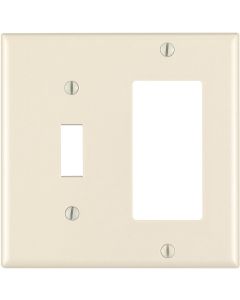 Leviton Decora 2-Gang Thermoset Single Toggle/Rocker Wall Plate, Light Almond