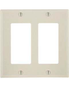 Leviton Decora 2-Gang Smooth Plastic Rocker Decorator Wall Plate, Light Almond