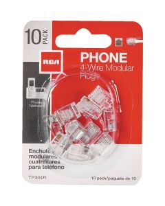 RCA Clear 4-Wire Modular Outlet Phone Plug (10-Pack)