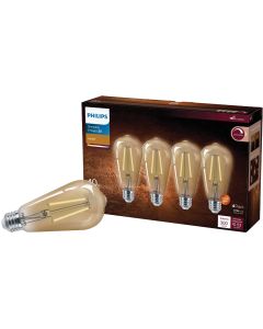 Philips Vintage 40W Equivalent Amber ST19 Medium LED Decorative Light Bulb (4-Pack)