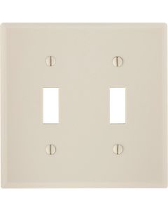 Leviton 2-Gang Plastic Toggle Switch Wall Plate, Light Almond