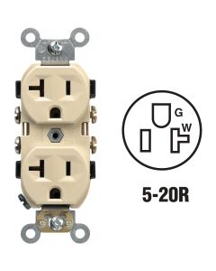 Leviton 20A Ivory Heavy-Duty 5-20R Duplex Outlet