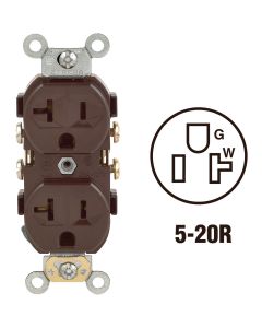 Leviton 20A Brown Heavy-Duty 5-20R Duplex Outlet