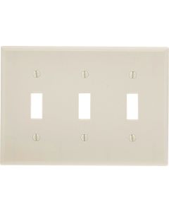 Leviton 3-Gang Plastic Toggle Switch Wall Plate, Light Almond