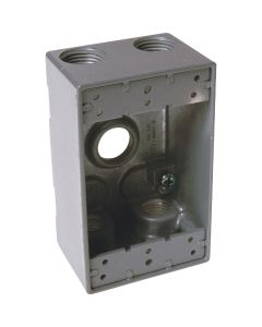 Hubbell Single Gang 3/4 In. 5-Outlet Gray Die-Cast Aluminum Weatherproof Outdoor Outlet Box