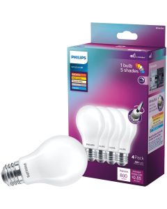 Philips WhiteDial 60W Equivalent Multi CCT A19 Medium LED Light Bulb (4-Pack)