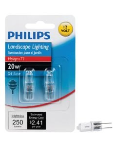 Philips 20W 12V Clear G4 Base T3 Halogen Landscape & Cabinet Light Bulb (2-Pack)