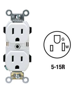 Leviton 15A White Industrial Grade 5-15R Duplex Outlet