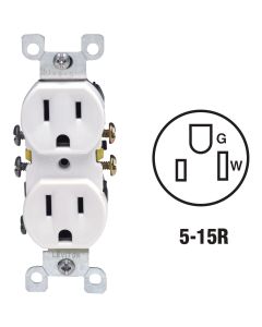 15a-125v Grnd Outlet Wht