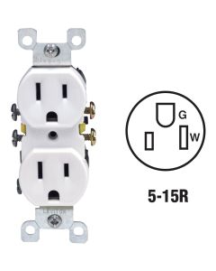 15a-125v Grnd Outlet Wht