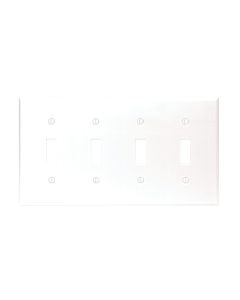 Leviton 4-Gang Plastic Toggle Switch Wall Plate, White