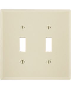 Leviton 2-Gang Plastic Oversized Toggle Switch Wall Plate, Ivory