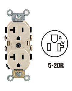 Leviton 20A Light Almond Heavy-Duty 5-20R Duplex Outlet