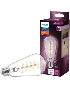 Philips 60W Equivalent Soft White ST19 Medium Dimmable Vintage LED Decorative Light Bulb