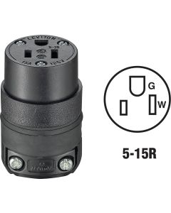 15a-125v Rubber Conn Black