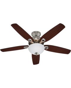 Hunter Builder Deluxe 52 In. Brushed Nickel Ceiling Fan with Light Kit