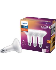 Philips Warm Glow Ultra Definition 65W Equivalent Soft White BR30 Medium Dimmable LED Floodlight Light Bulb (3-Pack)