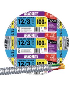 Southwire 100 Ft. 12/3 MC Armored Cable Electrical Wire