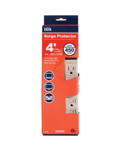 Do it Best 6-Outlet 450J Tan Power Surge Strip with 4 Ft. Cord