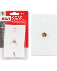 RCA White Single F-Connector Coaxial Wall Plate