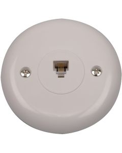 RCA White Flush Mount Round Telephone Jack